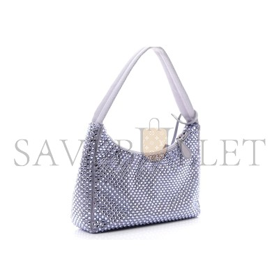 PRADA LAVENDER SATIN MINI BAG WITH CRYSTALS 1NE515 (22*17*6cm)  PRADA LAVENDER SATIN MINI BAG WITH CRYSTALS 1NE515 (22*17*6cm)